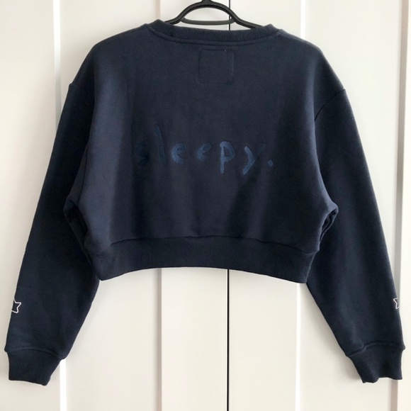 MakoHouse, Cropped, Goodnight, Sleepy, Navy, Crewneck, Sweatshirt, Size S, NWOT - Picture 3 of 11